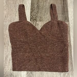 ARITZIA Wilfred Wool and Cashmere Blend Brown Crop Tank Top